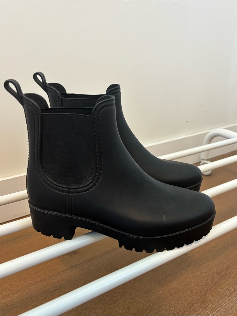 Jeffrey Campbell Black Chelsea Boots, Waterproof Ankle Boot, size 8